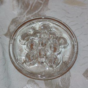 Vintage CLEAR GLASS FLOWER FROG 11-Holes 3.5 inch  No chips or cracks